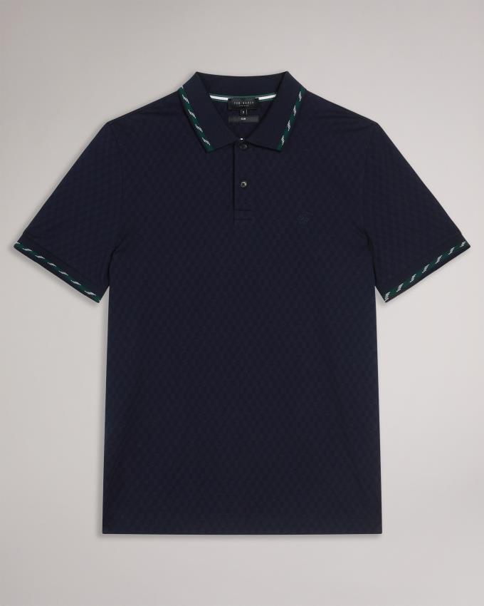 Polo Ted Baker Short Sleeve House Check Bleu Marine Homme | HGL-52211627